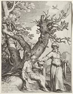 Abraham Bloemaert Dutch Gallery: Ahijah and Jeroboam, 1604. Creator: Jan Saenredam (Dutch, 1565-1607); Jan Saenredam (Dutch