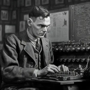 Machine Prints: AI IMAGE - Alan Turing at Bletchley, 1940s, (2023). Creator: Heritage Images
