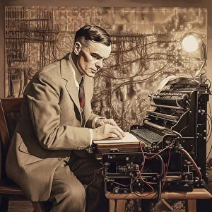 Boffin Prints: AI IMAGE - Alan Turing at Bletchley, 1940s, (2023). Creator: Heritage Images