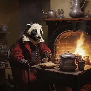 Chimneypiece Prints: AI IMAGE - Badger, from The Wind in the Willows