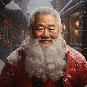Mongolian Prints: AI Image - Illustration of an East Asian Father Christmas, 2023. Creator: Heritage Images