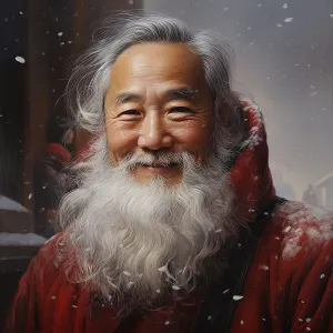 Mongolian Prints: AI Image - Illustration of an East Asian Father Christmas, 2023. Creator: Heritage Images
