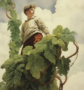 AI Image - Illustration of Jack and the Beanstalk, 2023. Creator: Heritage Images