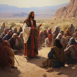 Preacher Prints: AI IMAGE - Illustration of Jesus preaching, 2023. Creator: Heritage Images