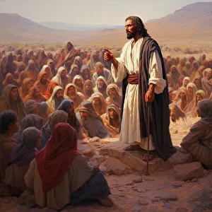 Preacher Prints: AI IMAGE - Illustration of Jesus preaching, 2023. Creator: Heritage Images