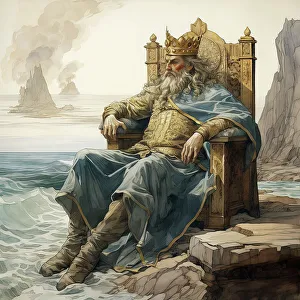 Belief Prints: AI Image - An illustration of King Canute commanding