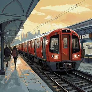 Public Transport Prints: AI IMAGE - An illustration of a London Underground train, 2023. Creator: Heritage Images