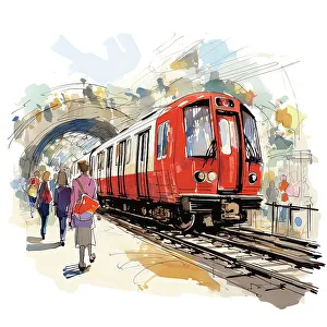 AI IMAGE - An illustration of a London Underground train, 2023. Creator: Heritage Images