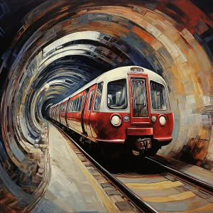 Heritage Imagined Prints: AI IMAGE - An illustration of a London Underground train, 2023. Creator: Heritage Images