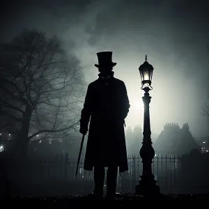 Streetlighting Prints: AI IMAGE - Jack the Ripper, 1880s, (2023). Creator: Heritage Images