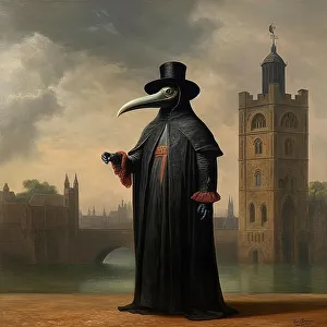 Disease Prints: AI IMAGE - A plague doctor, 17th century, (2023). Creator: Heritage Images
