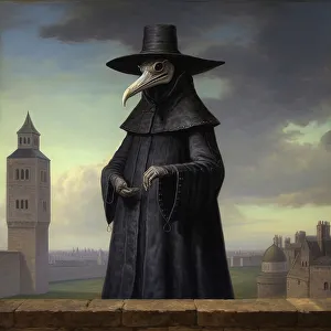 Disease Prints: AI IMAGE - A plague doctor, 17th century, (2023). Creator: Heritage Images