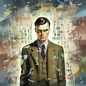 Machine Prints: AI IMAGE - Portrait of Alan Turing, 1940s, (2023). Creator: Heritage Images