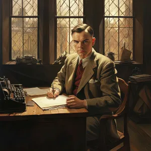 Machine Prints: AI IMAGE - Portrait of Alan Turing, 1940s, (2023). Creator: Heritage Images