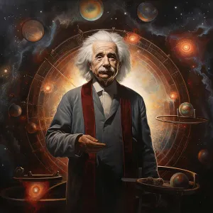 Genius Prints: AI IMAGE - Portrait of Albert Einstein, 1950s, (2023). Creator: Heritage Images