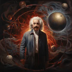 Genius Prints: AI IMAGE - Portrait of Albert Einstein, 1950s, (2023). Creator: Heritage Images
