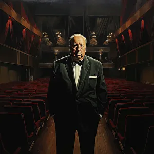 Producer Prints: AI IMAGE - Portrait of Alfred Hitchcock in the cinema