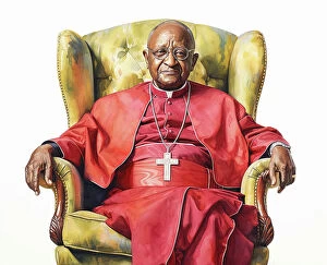 South Africa Collection: AI IMAGE - Portrait of Archbishop Desmond Tutu, 2020s, (2023). Creator: Heritage Images