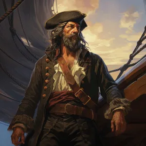 Tricorn Prints: AI IMAGE - Portrait of Blackbeard, early 18th century, (2023). Creator: Heritage Images