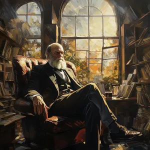 Enlightenment Prints: AI IMAGE - Portrait of Charles Darwin, 1870s, (2023). Creator: Heritage Images