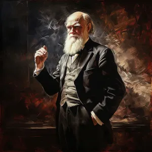Theory Of Evolution Prints: AI IMAGE - Portrait of Charles Darwin, 1870s, (2023). Creator: Heritage Images