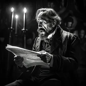 Dickensian Prints: AI IMAGE - Portrait of Charles Dickens performing a public reading