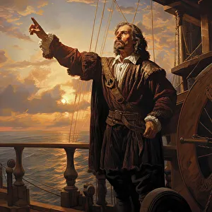 Colonisation Prints: AI IMAGE - Portrait of Christopher Columbus, 1490s, (2023). Creator: Heritage Images