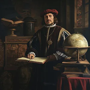 Colonisation Prints: AI IMAGE - Portrait of Christopher Columbus, 1490s, (2023). Creator: Heritage Images