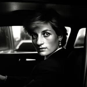 Passenger Prints: AI IMAGE - Portrait of Diana, Princess of Wales in a car