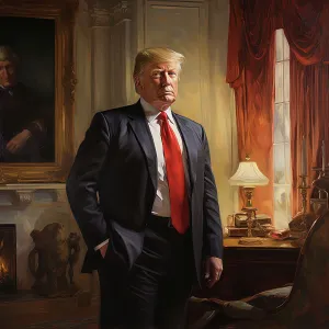 Suit And Tie Prints: AI IMAGE - Portrait of Donald Trump, 2010s, (2023). Creator: Heritage Images
