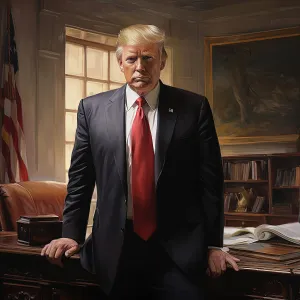 Suit And Tie Prints: AI IMAGE - Portrait of Donald Trump, 2010s, (2023). Creator: Heritage Images