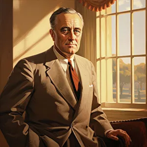 Heritage Imagined Prints: AI IMAGE - Portrait of Franklin D Rosevelt, 1940s, (2023). Creator: Heritage Images
