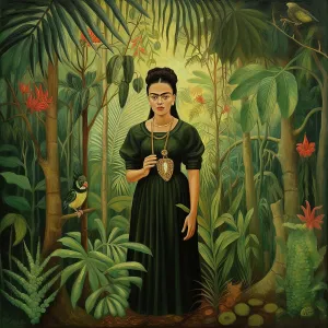 Tropical Prints: AI IMAGE - Portrait of Frida Kahlo, 1940s, (2023). Creator: Heritage Images