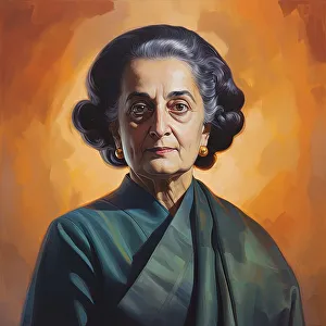 Political Party Prints: AI Image - Portrait of Indira Gandhi, 1960s, (2023). Creator: Heritage Images