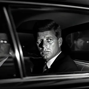 Assassinated Prints: AI IMAGE - Portrait of John F Kennedy in a car, 1960s, (2023). Creator: Heritage Images