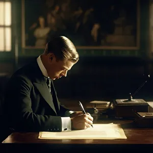 Legal Document Prints: AI IMAGE - Portrait of King Edward VIII signing the Instrument of Abdication