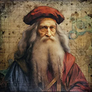 Architect Prints: AI IMAGE - Portrait of Leonardo da Vinci, 1500s, (2023). Creator: Heritage Images