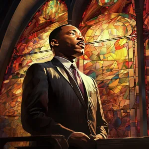 Reverend Prints: AI IMAGE - Portrait of Martin Luther King Jr, 1960s, 2023. Creator: Heritage Images