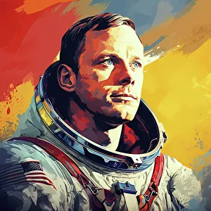 Armstrong Neil A Prints: AI IMAGE - Portrait of Neil Armstrong, 1960s, (2023). Creator: Heritage Images