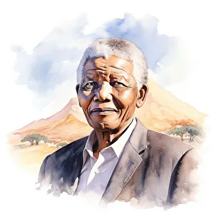 Prisoner Prints: AI IMAGE - Portrait of Nelson Mandela, 2000s, (2023). Creator: Heritage Images