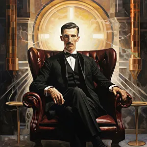 Power Prints: AI Image - Portrait of Nikola Tesla, c1900s, (2023). Creator: Heritage Images