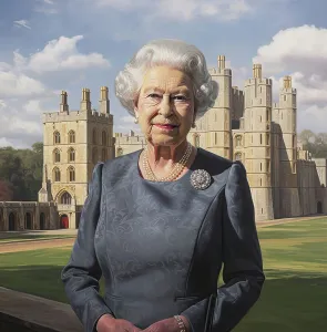 Pearls Prints: AI Image - Portrait of Queen Elizabeth II, 2000s, (2023). Creator: Heritage Images