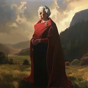 AI IMAGE - Portrait of Queen Elizabeth II in a Highland setting, 2000s, (2023). Creator: Heritage Images