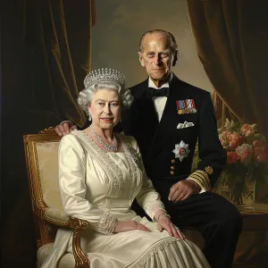 Philip Prince Prints: AI IMAGE - Portrait of Queen Elizabeth II and Prince Philip
