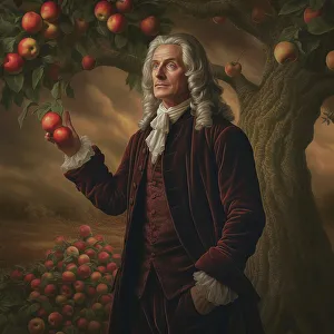 Enlightenment Prints: AI IMAGE - Portrait of Sir Isaac Newton, 1660s, (2023). Creator: Heritage Images