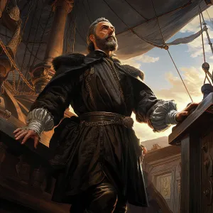 Exploring Prints: AI IMAGE - Portrait of Vasco da Gama on board ship