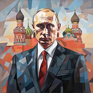 Suit And Tie Prints: AI IMAGE - Portrait of Vladimir Putin standing in Red Square