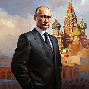 Suit And Tie Prints: AI IMAGE - Portrait of Vladimir Putin standing in Red Square