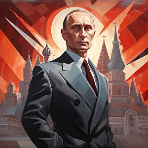 Suit And Tie Prints: AI IMAGE - Portrait of Vladimir Putin standing in Red Square