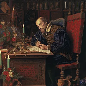 Heritage Imagined Prints: AI IMAGE - Portrait of William Shakespeare, 1600s, (2023). Creator: Heritage Images